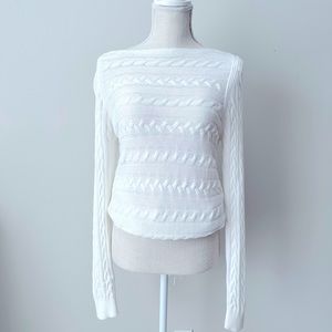 Ralph Lauren Polo Cable-Knit Cotton-Blend White Sweater